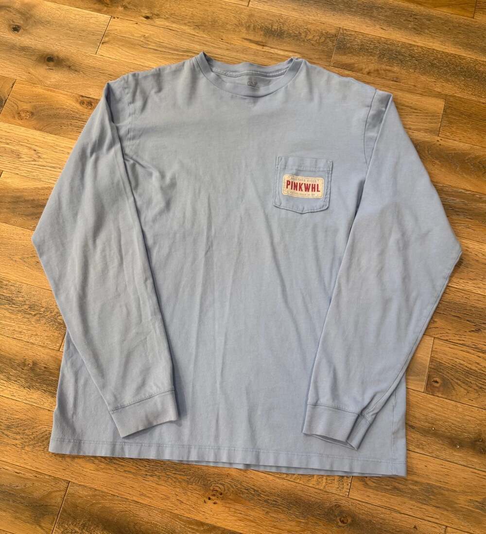 Vineyard Vines Long Sleeve Pocket T-Shirt Light Blue Size M
